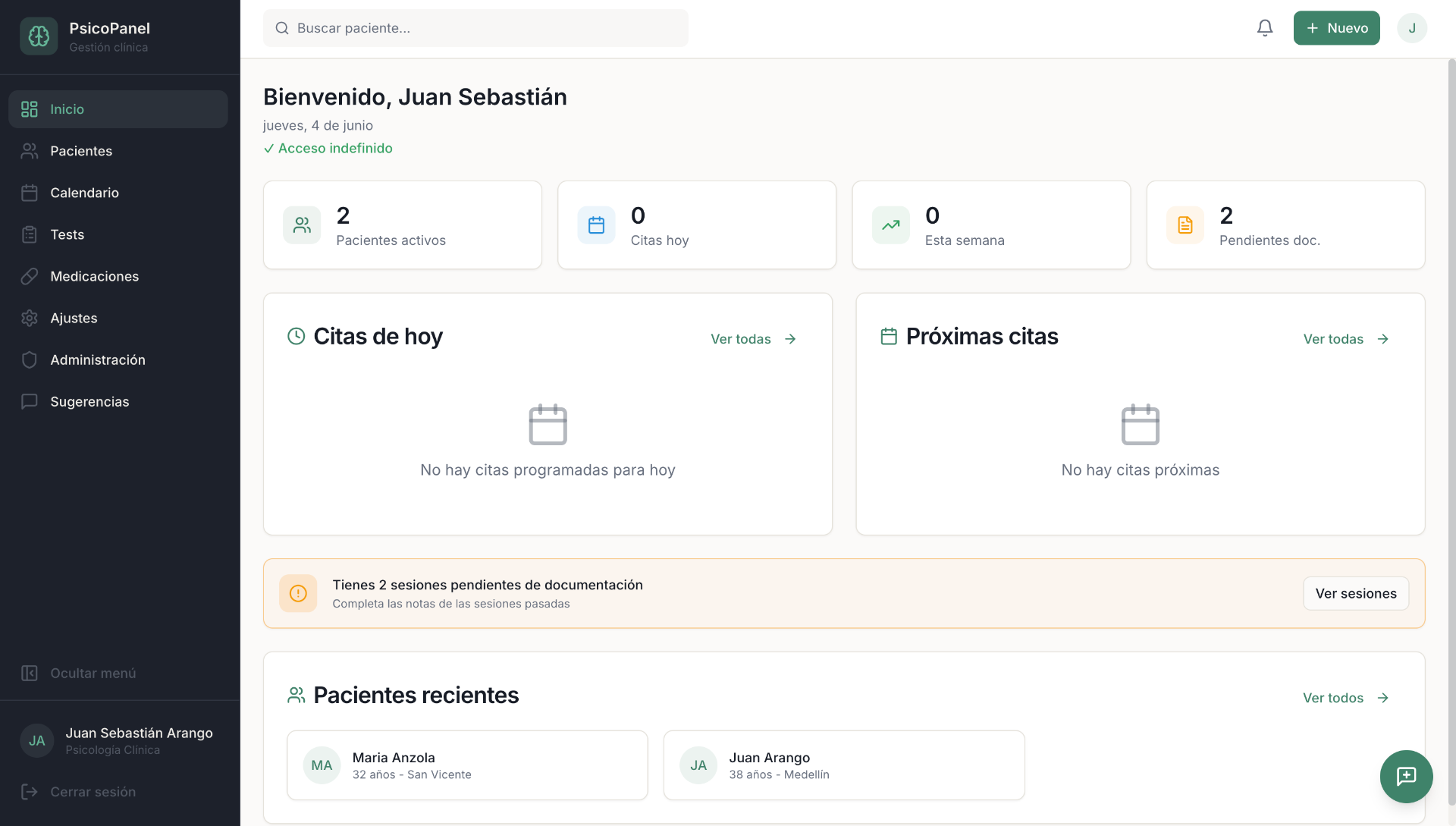 Captura de Psico Sistema