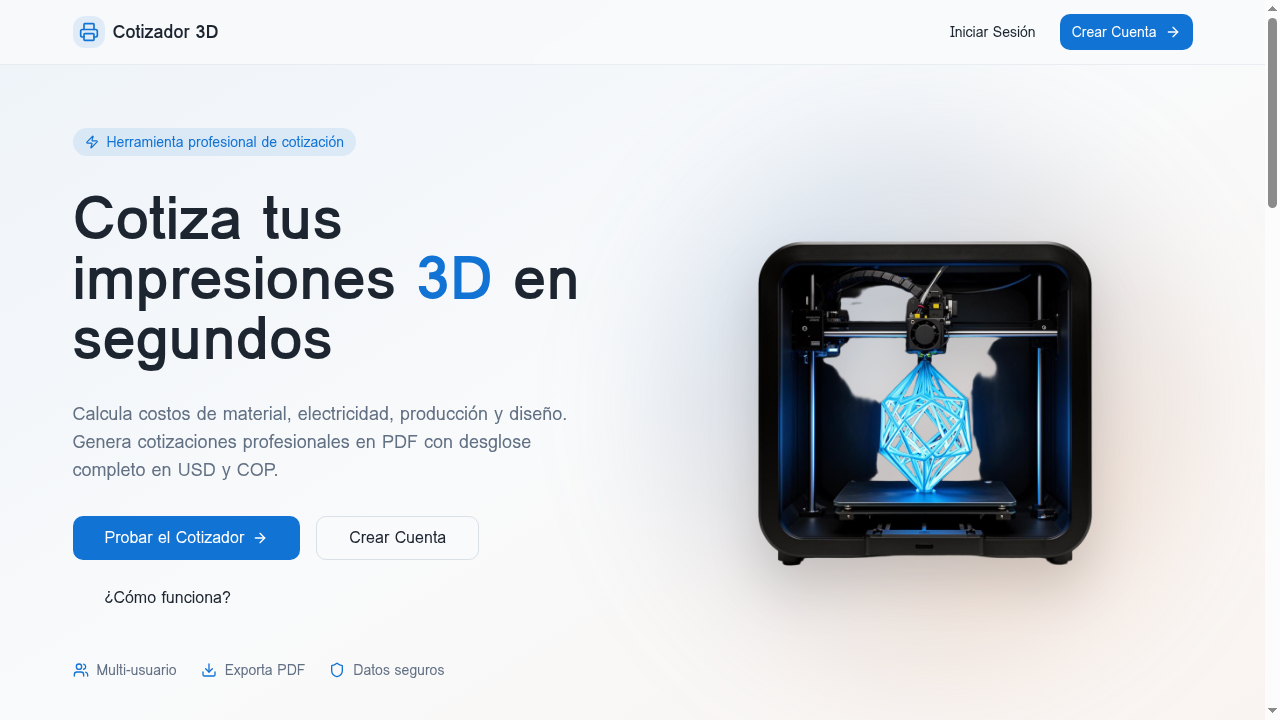 Captura de 3D Print Quote